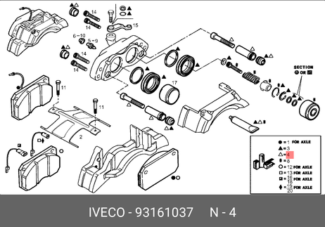 Iveco 93161037 Ремкомплект, тормозной суппорт