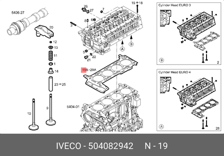 фото Iveco 504082942 Прокладка ГБЦ ДВС euro 3 daily Iveco 504082942 Прокладка ГБЦ ДВС euro 3 daily