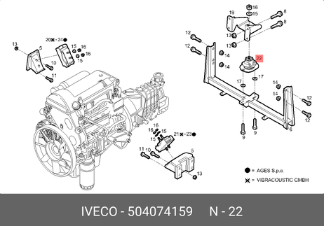 фото Iveco 504074159 Подушка КПП задняя daily 2006 Iveco 504074159 Подушка КПП задняя daily 2006
