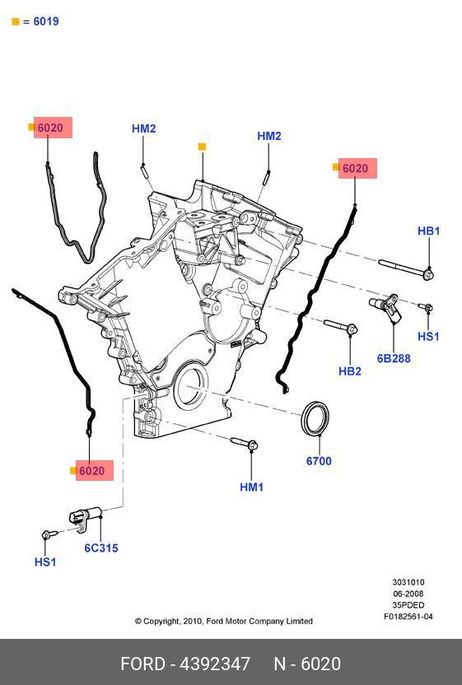 фото Ford 4392347 Прокладка крышки привода грм левая, 3.0v6 Ford 4392347 Прокладка крышки привода грм левая, 3.0v6