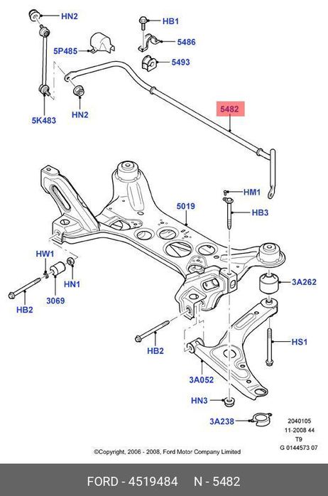 фото Ford 4519484 Стабилизатор передней подвески Ford 4519484 Стабилизатор передней подвески