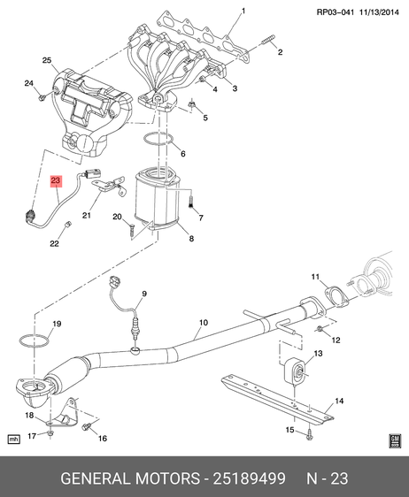 фото GM 25189499 Датчик кислородный (в коллектор) GM 25189499 Датчик кислородный (в коллектор)