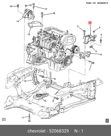 фото GM 52068329 Опора двигателя задняя GM 52068329 Опора двигателя задняя