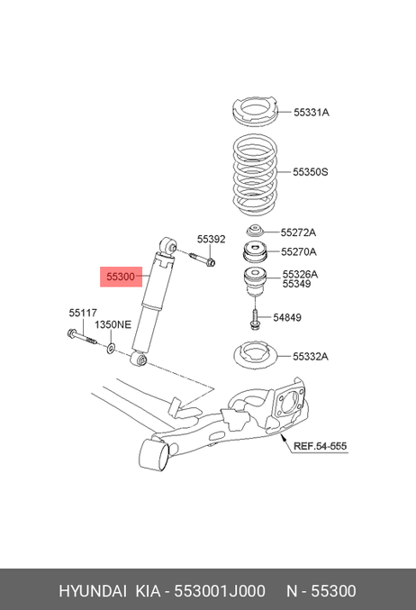 фото Hyundai/Kia 553001J000 Амортизатор задний | прав/лев | Hyundai/Kia 553001J000 Амортизатор задний | прав/лев |