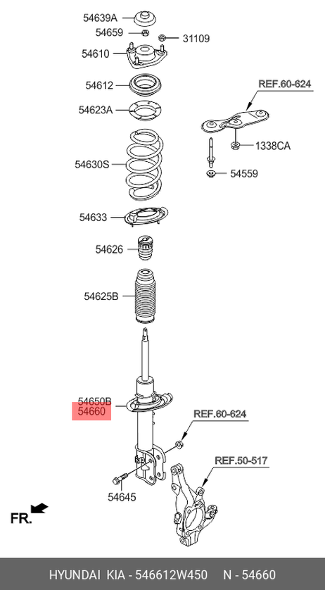 фото Hyundai/Kia 546612W450 Амортизатор передний rh | прав | Hyundai/Kia 546612W450 Амортизатор передний rh | прав |