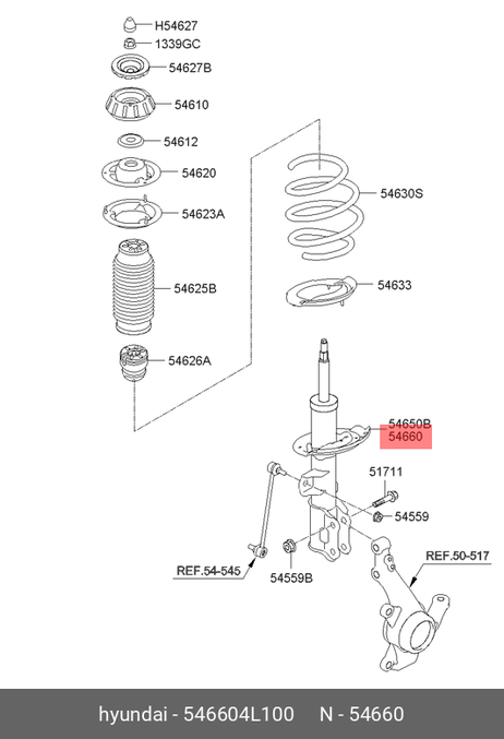 фото Hyundai/Kia 546604L100 Амортизатор передний правый Hyundai/Kia 546604L100 Амортизатор передний правый
