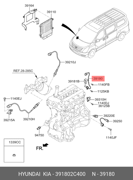 Hyundai/Kia 391802C400 Датчик положения колевала
