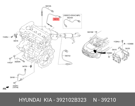 фото Hyundai/Kia 392102B323 Электрохимический лямбда-зонд для регулировки состава топливной смеси Hyundai/Kia 392102B323 Электрохимический лямбда-зонд для регулировки состава топливной смеси