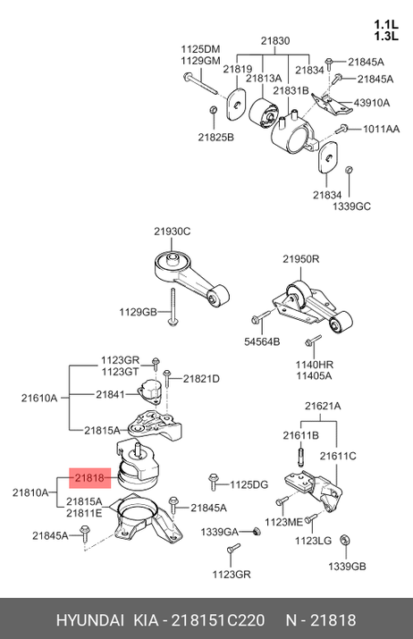 фото Hyundai/Kia 21815-1C220 Опора двигателя Hyundai/Kia 21815-1C220 Опора двигателя