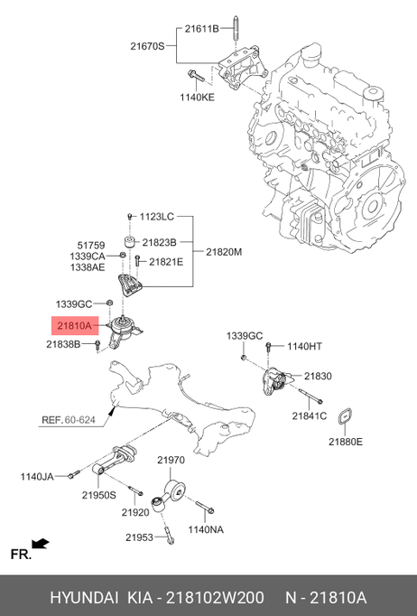 фото Hyundai/Kia 218102W200 Опора двигателя правая Hyundai/Kia 218102W200 Опора двигателя правая