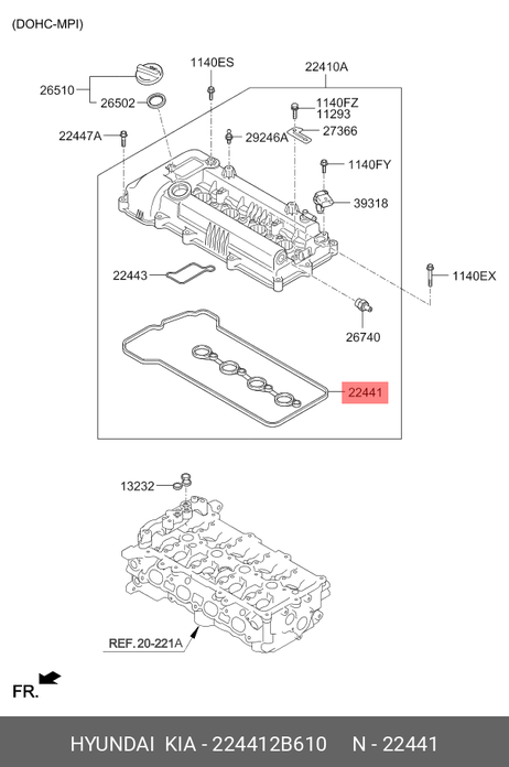 фото Hyundai/Kia 22441-2B610 Прокладка клапанной крышки двигателя Hyundai/Kia 22441-2B610 Прокладка клапанной крышки двигателя