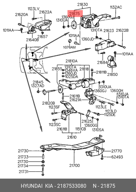 фото Hyundai/Kia 2187533080 Прокладка подушки двигателя Hyundai/Kia 2187533080 Прокладка подушки двигателя
