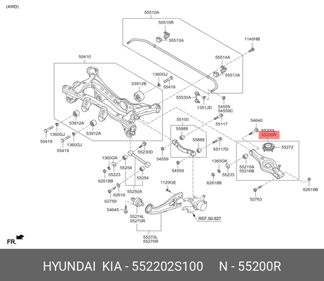 фото Hyundai/Kia 552202S100 Рычаг задний нижний правый Hyundai/Kia 552202S100 Рычаг задний нижний правый