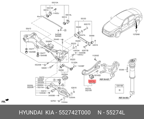 фото Hyundai/Kia 552742T000 Сайлентблок | зад лев | Hyundai/Kia 552742T000 Сайлентблок | зад лев |