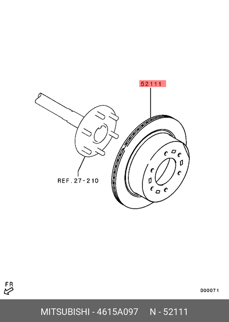 фото Mitsubishi 4615A097 Диск тормозной задний Mitsubishi 4615A097 Диск тормозной задний