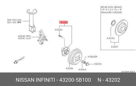 фото Nissan 43200-5B100 Подшипник | зад | Nissan 43200-5B100 Подшипник | зад |