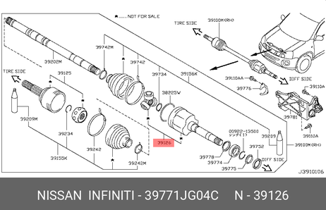 фото Nissan 39771-JG04C Шрус внутренний | перед прав | Nissan 39771-JG04C Шрус внутренний | перед прав |
