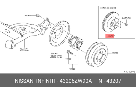 фото Nissan 43206-ZW90A Диск тормозной зад. Nissan 43206-ZW90A Диск тормозной зад.