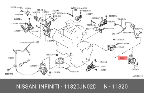 фото Nissan 11320-JN02D Опора двигателя | зад | Nissan 11320-JN02D Опора двигателя | зад |