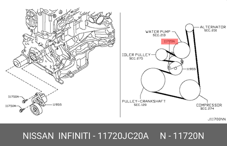 фото Nissan 11720-JC20A Ремень поликлиновый Nissan 11720-JC20A Ремень поликлиновый