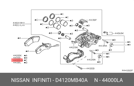фото Nissan D4120-MB40A Ремкомплект | перед | Nissan D4120-MB40A Ремкомплект | перед |