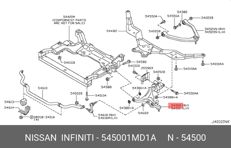 фото Nissan 54500-1MD1A Рычаг передний нижн. правый m (y51) Nissan 54500-1MD1A Рычаг передний нижн. правый m (y51)