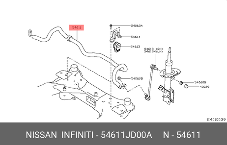 фото Nissan 54611-JD00A Стабилизатор пер Nissan 54611-JD00A Стабилизатор пер