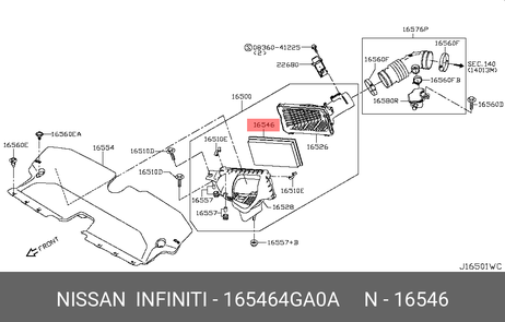 фото Nissan 16546-4GA0A Фильтр воздушный Nissan 16546-4GA0A Фильтр воздушный