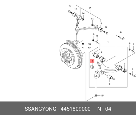 фото Ssangyong 4451809000 Сайлентблок рычага подвески | перед | Ssangyong 4451809000 Сайлентблок рычага подвески | перед |