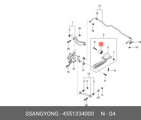 фото Ssangyong 45513-34000 Сайлентблок продольного рычага | зад | Ssangyong 45513-34000 Сайлентблок продольного рычага | зад |