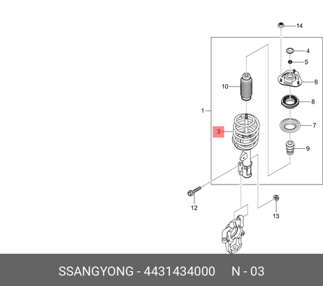 фото Ssangyong 4431434000 Пружина передняя Ssangyong 4431434000 Пружина передняя