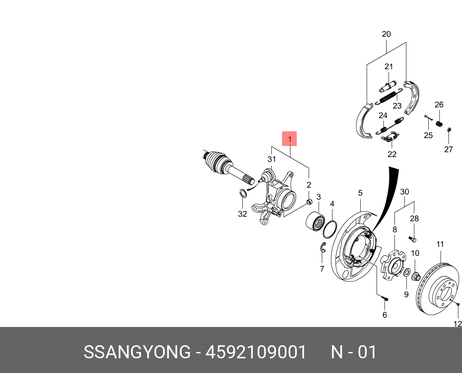 фото Ssangyong 4592109001 Кулак поворотный | зад прав | Ssangyong 4592109001 Кулак поворотный | зад прав |