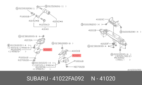 фото Subaru 41022FA092 Опора двигателя боковая impreza wrx,sti 02-07г | перед | Subaru 41022FA092 Опора двигателя боковая impreza wrx,sti 02-07г | перед |