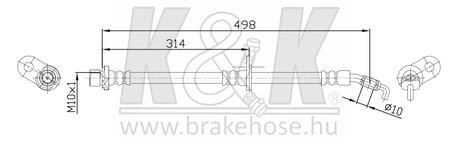 фото K&K FT0287 Шланг тормозной K&K FT0287 Шланг тормозной