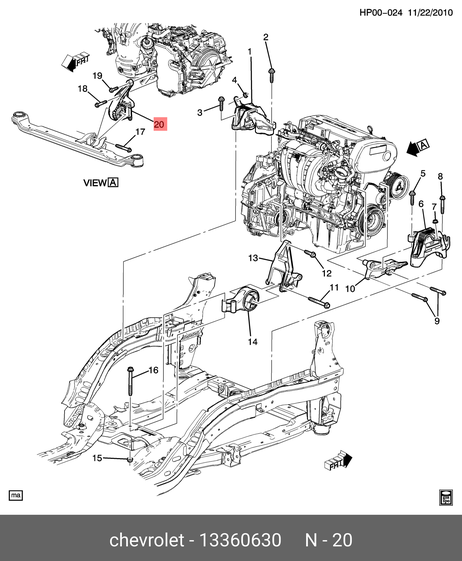 фото GM 13360630 Опора акпп передняя GM 13360630 Опора акпп передняя