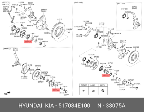 фото Hyundai/Kia 517034E100 Подшипник передней ступицы внешний Hyundai/Kia 517034E100 Подшипник передней ступицы внешний
