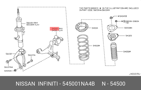 фото Nissan 54500-1NA4B Рычаг подвески | перед лев | Nissan 54500-1NA4B Рычаг подвески | перед лев |