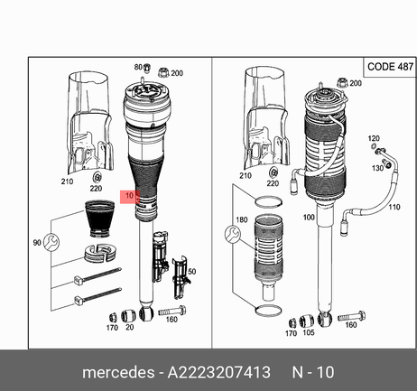 фото Mercedes A 222 320 74 13 Пневмоподушка подвески Mercedes A 222 320 74 13 Пневмоподушка подвески