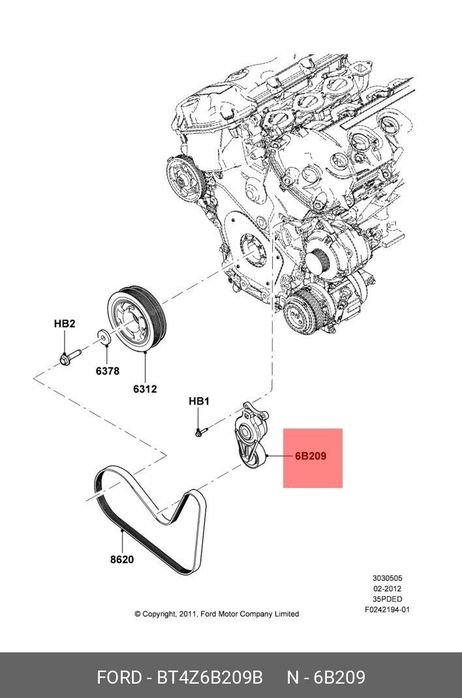 фото Ford BT4Z6B209B Натяжной ролик приводного ремня Ford BT4Z6B209B Натяжной ролик приводного ремня