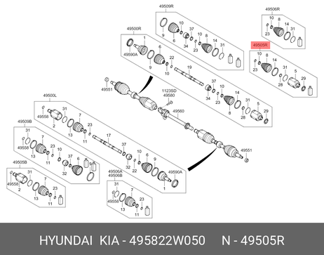 фото Hyundai/Kia 495822W050 Шрус внутренний передний правый | перед прав | Hyundai/Kia 495822W050 Шрус внутренний передний правый | перед прав |