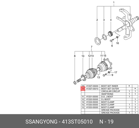фото Ssangyong 413ST05010 Пыльник ШРУСа Ssangyong 413ST05010 Пыльник ШРУСа