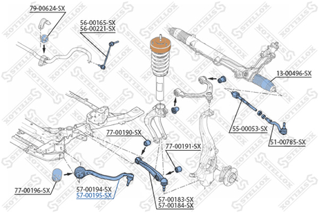 фото Stellox 57-00195-SX Рычаг п. BMW e70/e71 07> | перед прав | Stellox 57-00195-SX Рычаг п. BMW e70/e71 07> | перед прав |