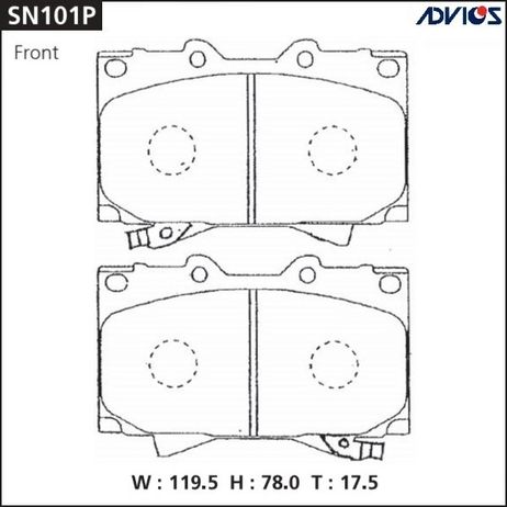 фото ADVICS SN101P Дисковые тормозные колодки ADVICS SN101P Дисковые тормозные колодки