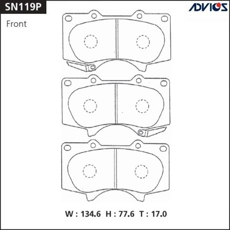 фото ADVICS SN119P Дисковые тормозные колодки ADVICS SN119P Дисковые тормозные колодки