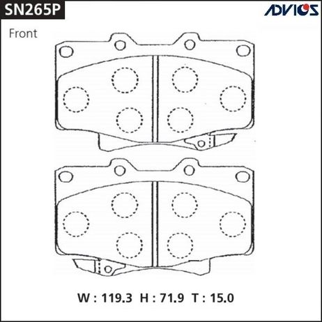 фото ADVICS SN265P Дисковые тормозные колодки ADVICS SN265P Дисковые тормозные колодки
