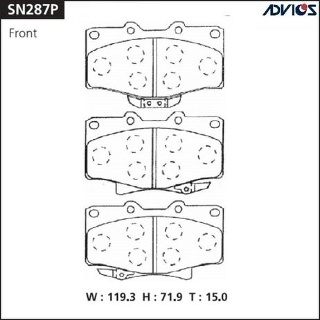 фото ADVICS SN287P Дисковые тормозные колодки ADVICS SN287P Дисковые тормозные колодки