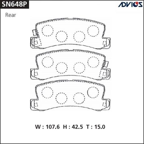 фото ADVICS SN648P Дисковые тормозные колодки ADVICS SN648P Дисковые тормозные колодки