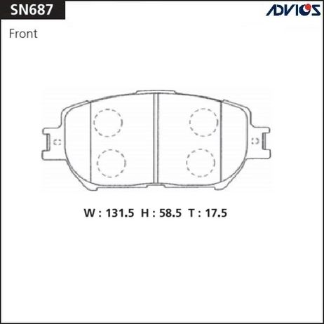 фото ADVICS SN687 Дисковые тормозные колодки ADVICS SN687 Дисковые тормозные колодки