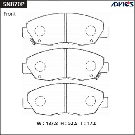 фото ADVICS SN870P Дисковые тормозные колодки ADVICS SN870P Дисковые тормозные колодки