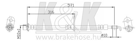 фото K&K FT0537 Шланг тормозной K&K FT0537 Шланг тормозной